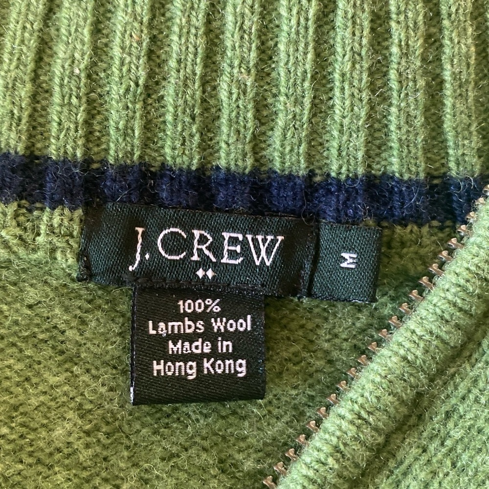 J. CREW Factory Men’s Vintage 100% Lambs Wool Preppy 1/4 Zip Pullover Sweater M - Picture 10 of 10